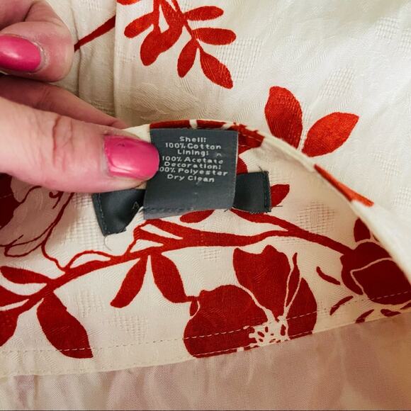 Ann Taylor white orange floral tropical Hawaiian boho lace midi skirt 2P - Picture 7 of 7